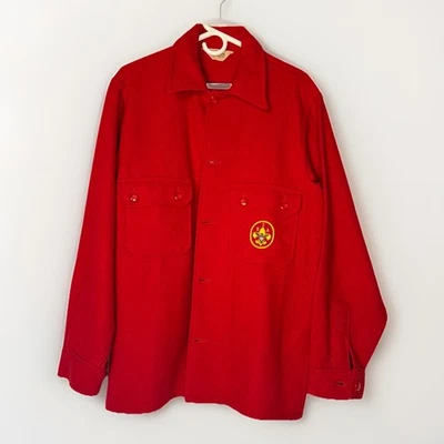 Official BSA Red Wool Jacket Size 44 Men's w/ 1977 NOAC Patch on back CR-527 - Image 1 of 4