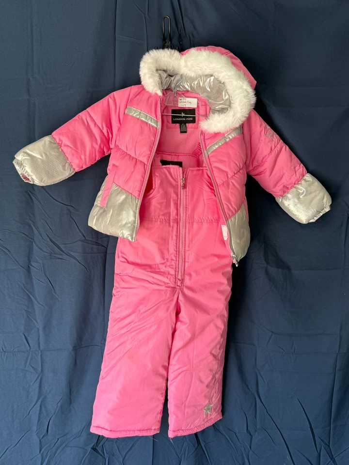 Traje de nieve LONDON FOG para niñas con babero de nieve y chaqueta acolchada talla 4T (W002) Foto 1 de 4