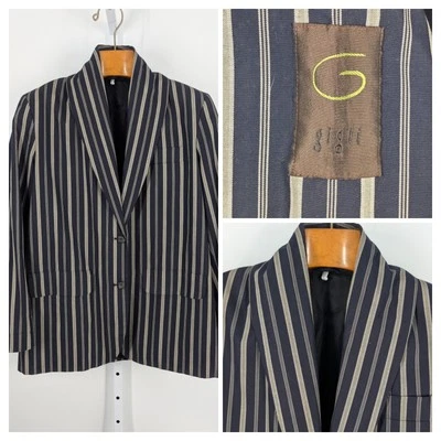 Chaqueta Blazer Romeo Gigli Vintage Años 90 Y2K Pasarela Chal Cuello Gran Tamaño Italia Azul Foto 1 de 4