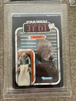 Cabeza de calamar Kenner 1983 vintage ROTJ 65B trasera Star Wars en estuche AFA Foto 1 de 2