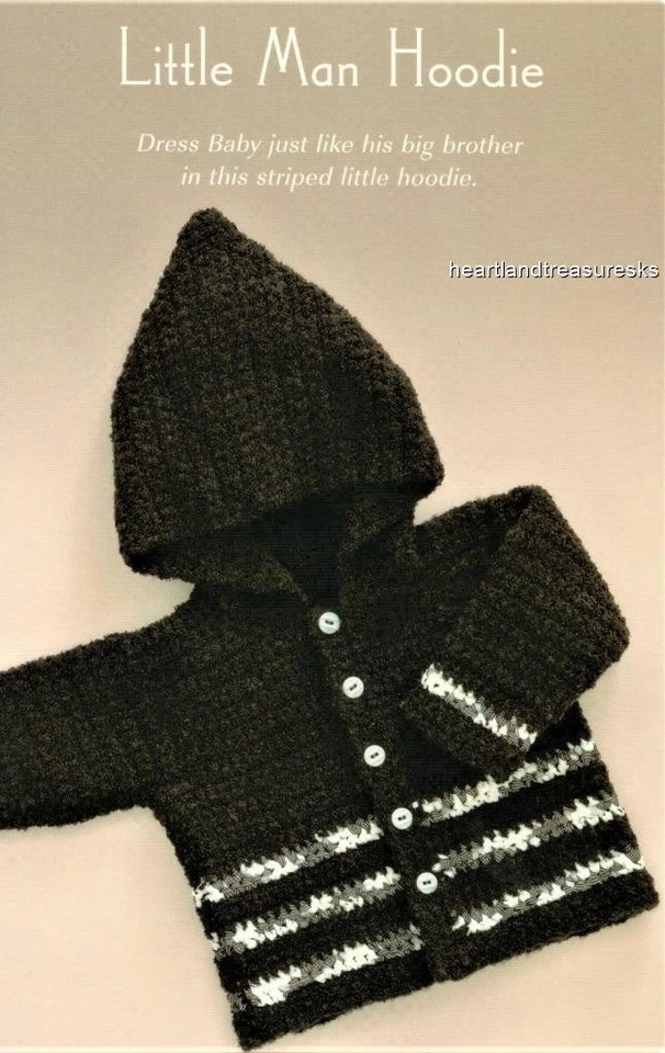 Little Man Baby Hoodie / Sweater  Crochet Pattern  6 ~ 12 ~ 18 Months - Image 1 of 1