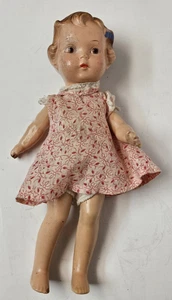 Antike 20er 30er Jahre unmarkiert alle Komposition Baby Puppe 12" rosa Kleid Slip LESEN - Bild 1 von 9