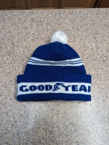 Vintage Goodyear Knit Blue & White Beanie Hat 1950s or 1960s EUC - Picture 1 of 11