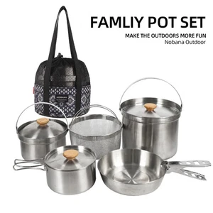 Outdoor Stainless Steel Pot Set Camping Family Pot 5L Portable Picnic Soup Pot - Picture 1 of 25
