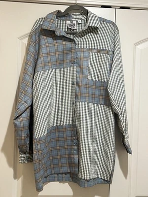 The Ragged Priest Plaid Patchwork Button Down Shirt Long Med Boho Grannycore - Image 1 of 4