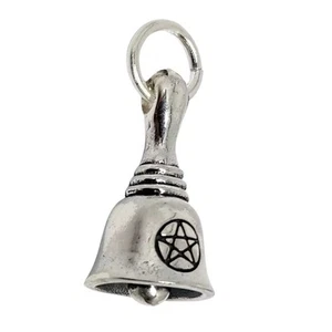Witches Bell Charm Pentacle 3D Tiny 925 Sterling Silver Pagan Wiccan Jewellery - Picture 1 of 9