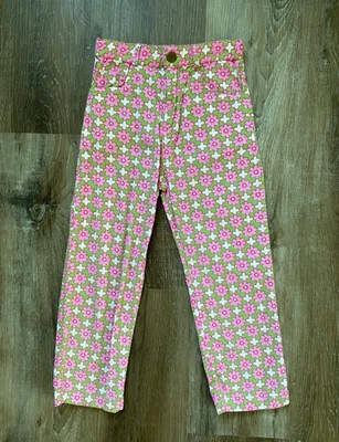 Pantalones de pana floral rosa, verde y blanco ORIENT EXRESSED INC. ~ talla 6 para niña Foto 1 de 3