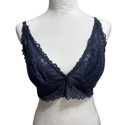 Aerie Strappy Lace Bralette Top Womens L Adjustable straps Dark Fairy Whimsigoth - Image 1 of 4