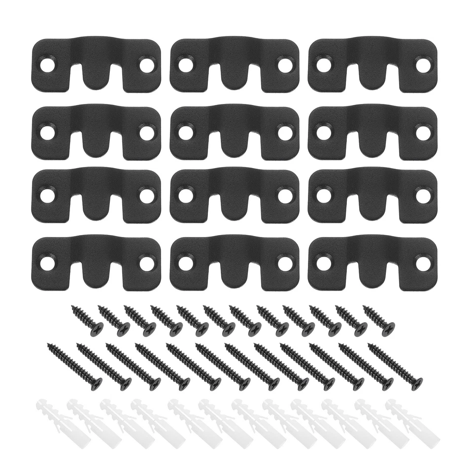 6 Pairs Flush Mount Bracket, 44x19mm Picture Hanger with Screw Anchors, Black - Image 1 of 4