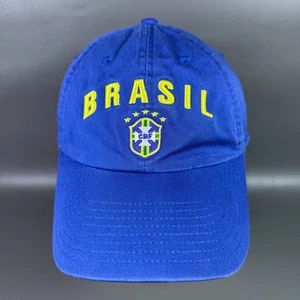 Cappello Nike Team Brasil Brasile Nazionale Calcio Calcio Calcio Blu Cinghia Regolabile - Foto 1 di 14