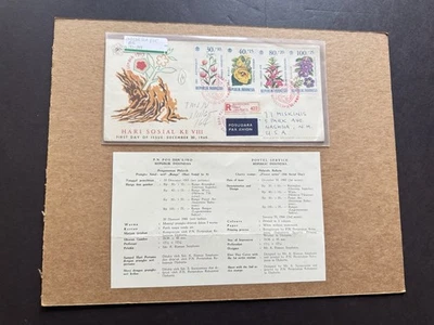 Indonesia FDC (11) +1965 Flores indonesias #B190-94 + Cachet + Reg#422 + Información Foto 1 de 2