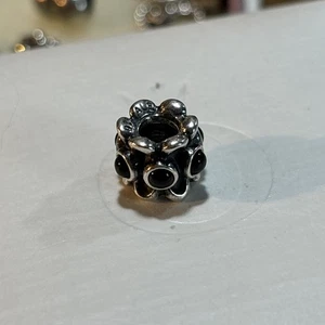 AUTH PANDORA Sterling Silver 925 ALE ONYX FORGET ME NOT, Round Stones Black - Picture 1 of 7