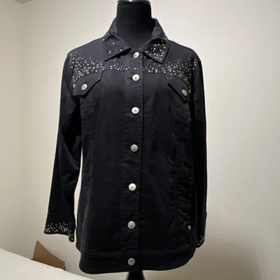 Chaqueta vaquera Christine Alexander con tachuelas y cuentas L negra Western Rodeo Jean Foto 1 de 4