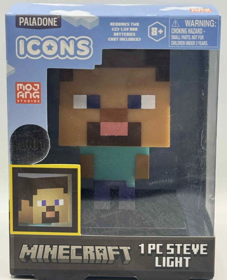 Paladone Minecraft Steve Icon Light Collectible Figure | Minecraft Bedroom Decor