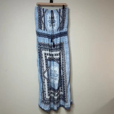 NWT Marina Blu Strapless Maxi Sundress Size XL Smocking - Image 1 of 4