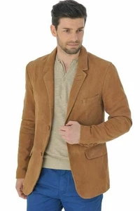 Men Leather Blazer Brown Pure Soft Suede Jacket Coat - Picture 1 of 5