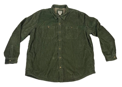LL Bean Corduroy Sherpa Lined 1912 Heritage Shirt Jacket Green Size XL - Image 1 of 4