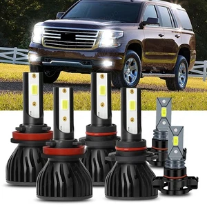 For Chevy Suburban Tahoe 2007-2014 LED Headlights + Fog Light Bulbs Combo Kit 6x - Picture 1 of 15