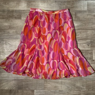 Women's Pink Geometric Skirt Y2K Fairy Whimsical Flare Hem Sag Harbor 14 Foto 1 de 4