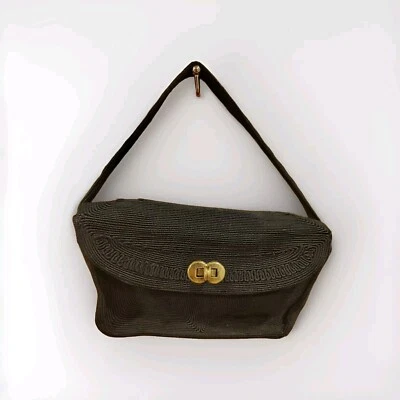 Bolso de Mano Corde' Años 40 Negro Noche Gimp Cord Cartera Genuino Vintage B15 Foto 1 de 4