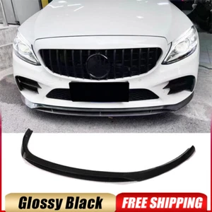 For Mercedes W205 C205 C43 2019UP Glossy Black Front Bumper Lip Spoiler Body Kit - Picture 1 of 12