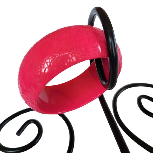 Bracciale KENZO Ampio Bracciale Plastica Rosa Profondo Inciso Floreale