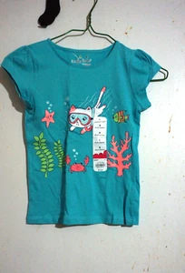 CHILD TSHIRT JIMPING BEANS CAT DESIGN SIZE 4 NWT TEAL - Picture 1 of 1