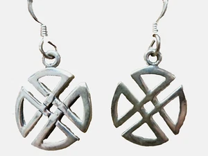 STERLING 925 Round Celtic Hanging Earrings - Picture 1 of 4
