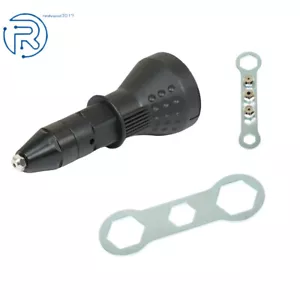 Black Electric Rivet Nut Gun Adaptor Insert Cordless Power Drill Tool Kit - Picture 1 of 12