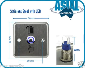 Stainless Steel Door Push Release Button with LED NO/NC Optional Door Switch - Picture 1 of 2