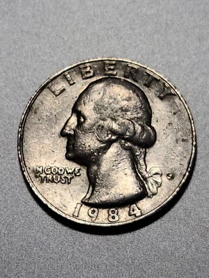 1984 P Quarter DDO error. In God We Trust Missing Letters, Filled P Error - Image 1 of 2