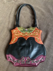 OOVOO CHINESE LEATHER HAND EMBROIDERY HANDBAG BAG - Picture 1 of 7