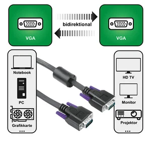 Hama 3m VGA-Kabel D-Sub 15Pol für PC TFT LCD CRT HD Monitor TV Beamer Bildschirm - Bild 1 von 4