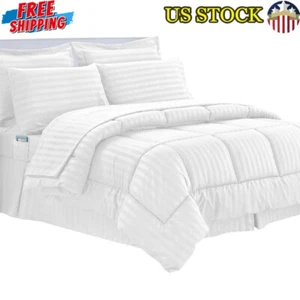 Silky Soft 8-Piece Comforter Set Machine Washable Down Alternative Microfiber US - Picture 1 of 3