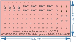 RAN Helicopters S70B2 & MH60R - 1/35 1/48 1/144 1/350 1/700 - Water Decal - Picture 1 of 6