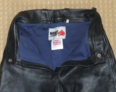 Pantalones de mezclilla de cuero para motocicleta WOLF para dama 10 hechos en el Reino Unido Foto 1 de 4