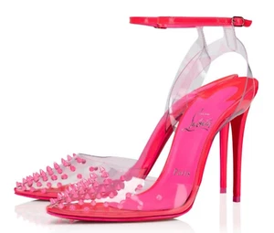 995 $ Christian Louboutin hochhackige Schuhe Spikoo rosa PVC 38 - Bild 1 von 6
