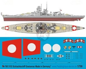 Peddinghaus 1/700 Gneisenau acorazado alemán marcas de la Segunda Guerra Mundial (con plano flotante) 3153 - Imagen 1 de 1