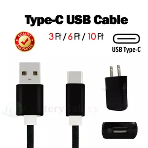 3/6/10 FT USB-C Type-C Cable for Samsung Galaxy S10 S8 S9 Plus Fast Wall Charger - Picture 1 of 86