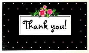 Thank You Cards Tags, Thank You Business Cards Black Pink White Dots - Picture 1 of 9