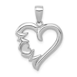 14K Weißgold Herz mit MOM Charm - Bild 1 von 4