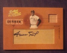 WILLIE MAYS 2005 DONRUSS & LEATHER LUMBER CUTS GAME WORN JERSEY AUTO 8/15