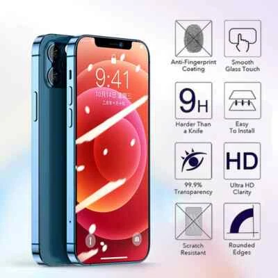 Tempered Glass Screen Protector For iPhone 14 13 12 11 Pro Max X XS MAX XR - Image 1 of 4