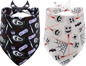 2 Pack Halloween Dog Bandana, Triangle Bibs Scarf for Small Medium Large Dogs Bo - Picture 1 of 7