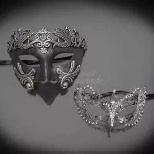 MASCHERE DI COPPIA | MASCHERE MASCHERATE ROMANE CROMATE/ARGENTO - Foto 1 di 4