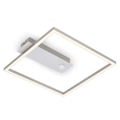 BRILO LED Deckenleuchte 32 cm 14W Bewegungsmelder Dämmerungssensor Warmweiß Aluminium