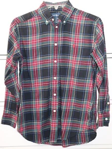 Camisa para niños Ralph Lauren negra y roja a cuadros manga larga con botones cuello frontal talla M - Imagen 1 de 9