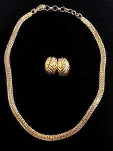 Vintage Christian Dior Signed Enamel Necklace & Post Earrings Set - Picture 1 of 7