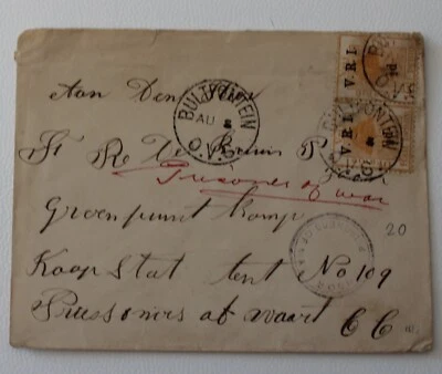 BOER WAR- Cover PRISONER o.WAR from BUILTFONTEIN+1/2x2 P. ORANGE-728 - Image 1 of 2