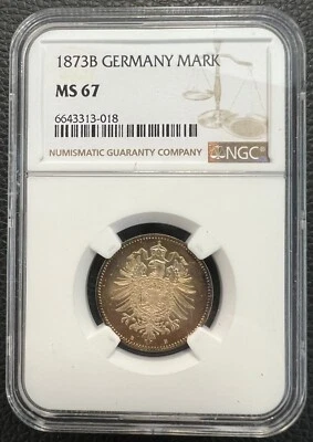 Coin Empire 1 Mark 1873 B NGC MS67 Dream Piece TOP POP 1/0 nswleipzig - Image 1 of 3